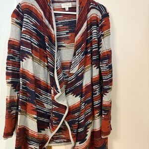 Lucky Brand Red and Black Patterned Cardigan